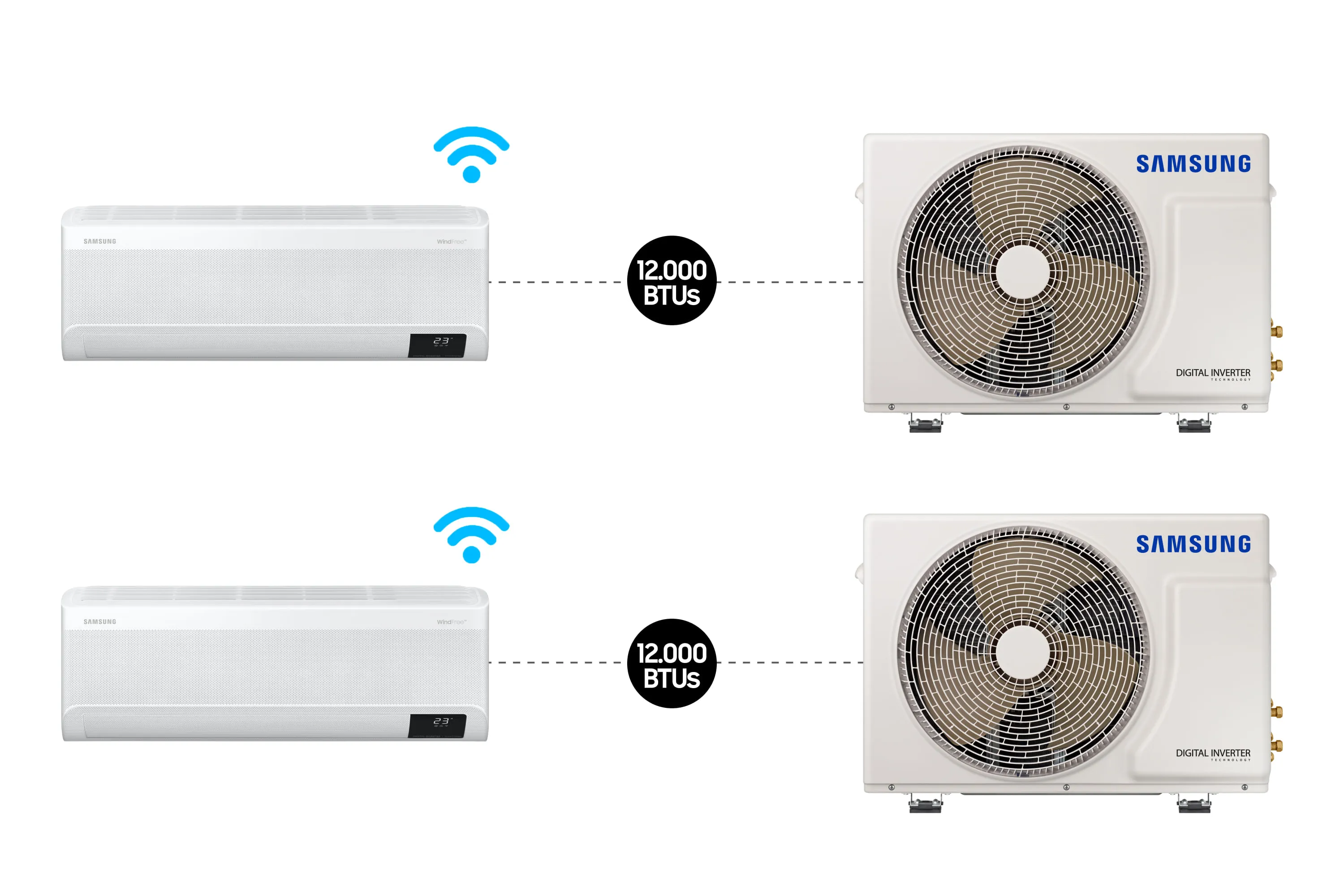 [Vip] Combo 2x - Ar Condicionado Split Inverter Samsung Windfree Connect Sem Vento 12.000 Btus Frio